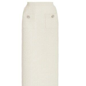 Self-Portrait Ivory Ribbed-Knit Midi Skirt